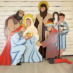 Vintage Large Wood Outdoor Nativity Display *NO JESUS* 6pc