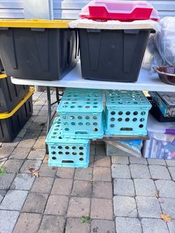 Plastic Milk Crates Set of 3 teal