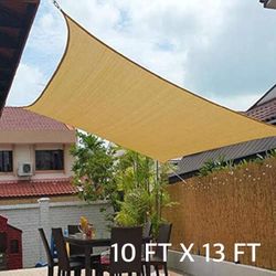 New In Box 13x10 Feet Rectangular Sun Shade Sail With Anchor Ropes Terracotta Or  Tan Color 