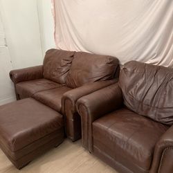 Brown Leather Living Room Set – $350