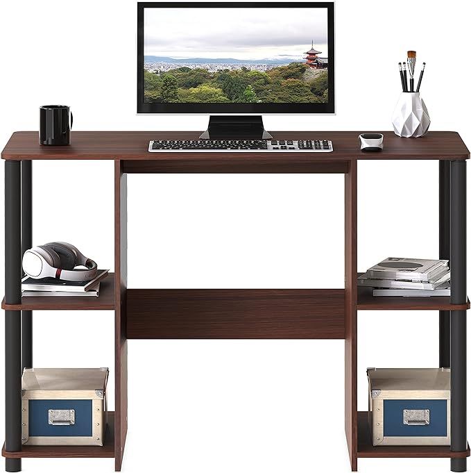 SHW Home Office Wood Desk with Double Sided Shelves, Cherry NEW. Check out the link below for more details https://offerup.co/faYXKzQFnY?$deeplink_pat