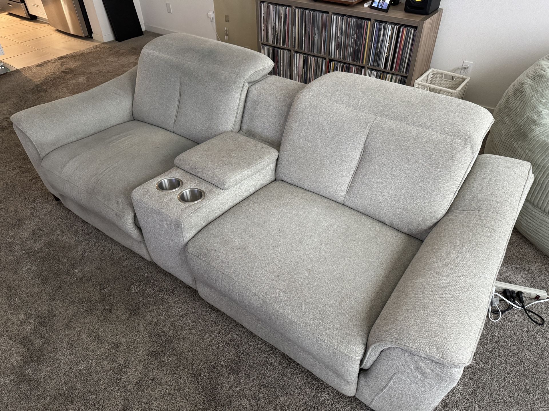 Recliner Loveseat with USB ports, center console outlets, fully electric