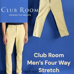 Club Room Men’s Straight-Leg Chino Pants, Size 38 Waist/32 Length (Yellow) 