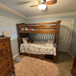 3 Piece Bedroom Bunk Bed Set Solid Wood