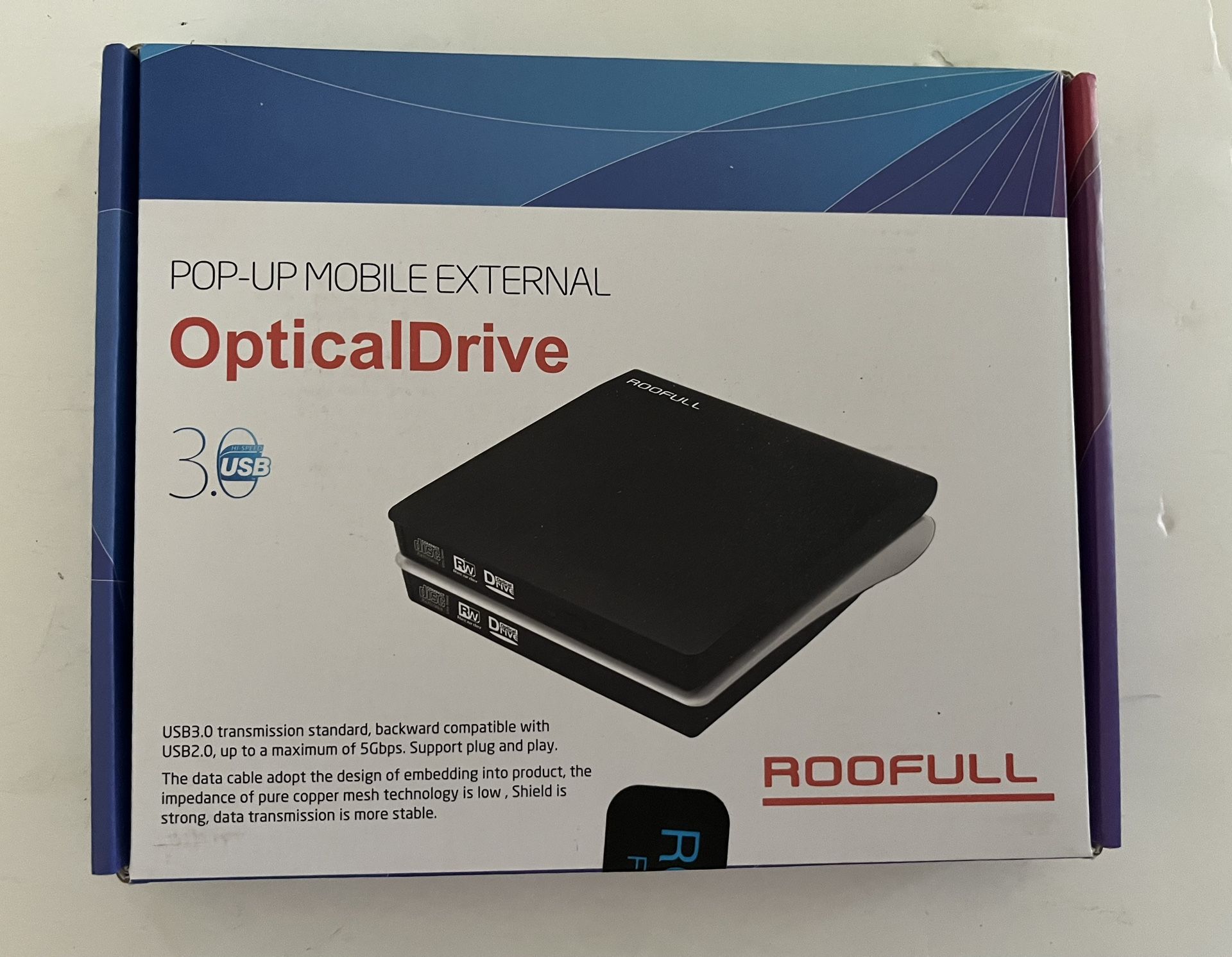 Brand New Sealed Roofull Pop-Up Mobile External Optical Drive 3.0 USB 5Gbps