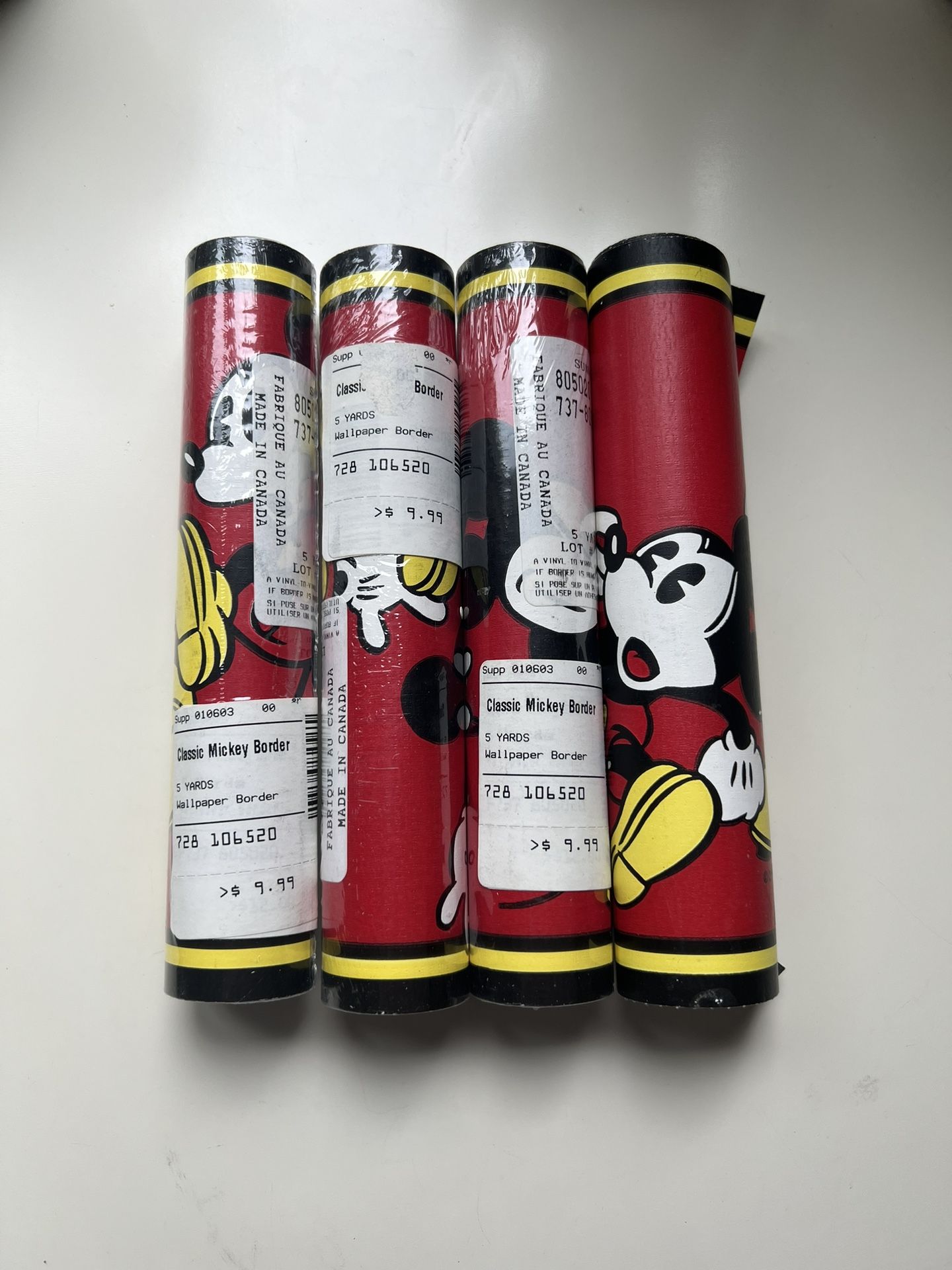 Classic Mickey Mouse Disney Wallpaper Border Lot of 4 Rolls 20 Yards Total