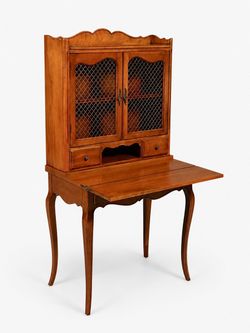 French Provincial Style Secretary Desk w/ Lattice Doors, c.1960's - Delivery Available