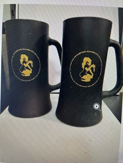VINTAGE Playboy Club Black Steins with Gold Logo- Set of 2