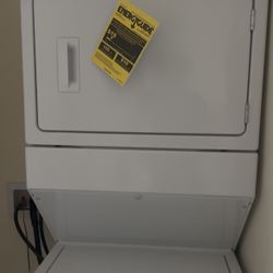 3.5 cu. ft. Stacked Washer and Electric Dryer with 9-Wash Cycles and Auto Dry in White