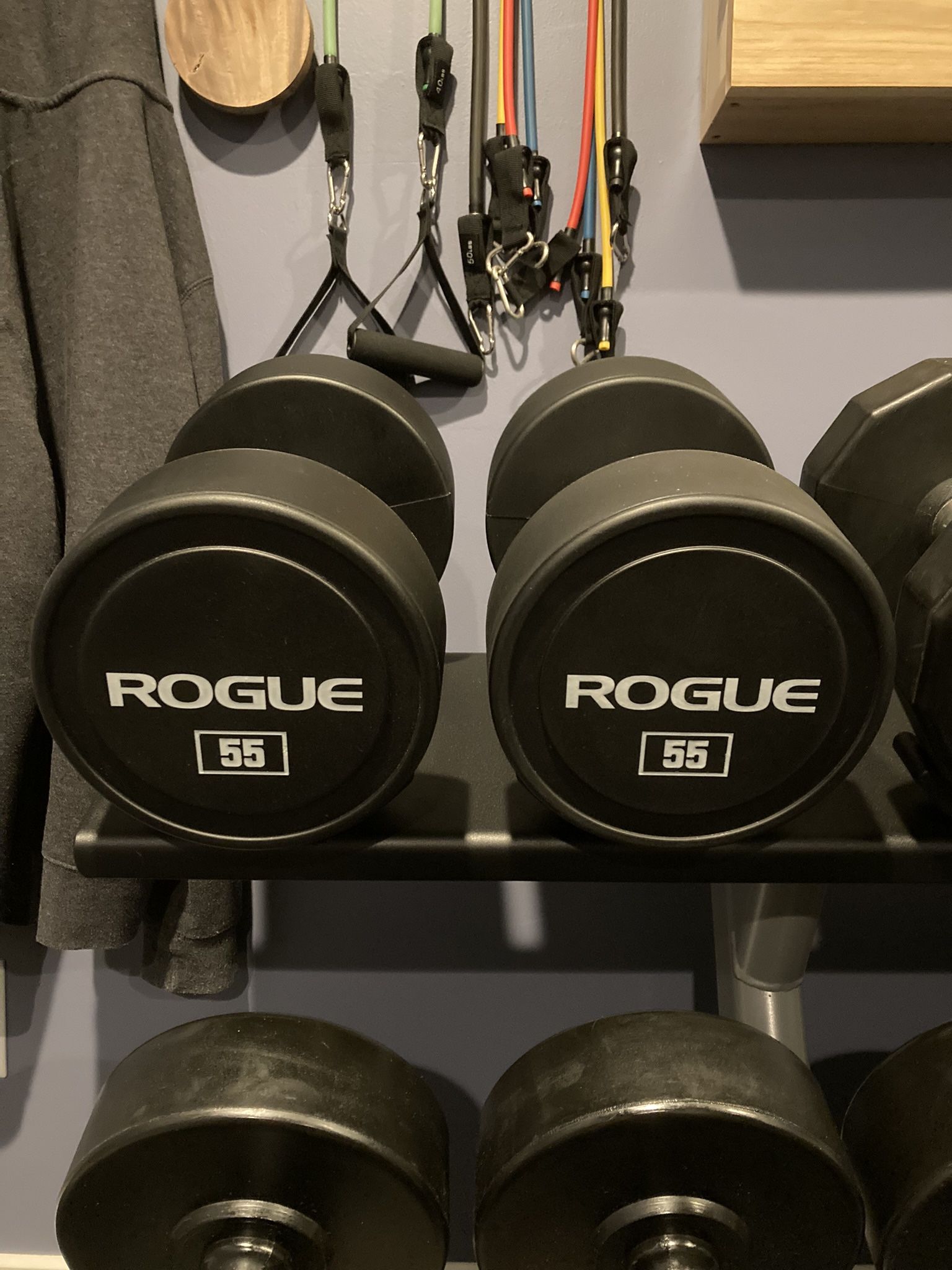 Brand New Pair Of 55 Lb Rogue Urethane Dumbbells