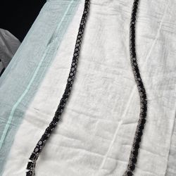 Heavy Stainless Steel Necklace With Black Stones 