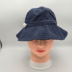 Kids Navy Blue Solid Wide Brim SunHat 52cm 100% PolyesterUPF 50+ Strap