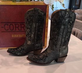 Corral A3154 Youth Girls Western Cowboy Boots Size 4 Black Bronze New with Box