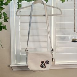 Authentic Coach White Leather Crossbody Varsity Purse