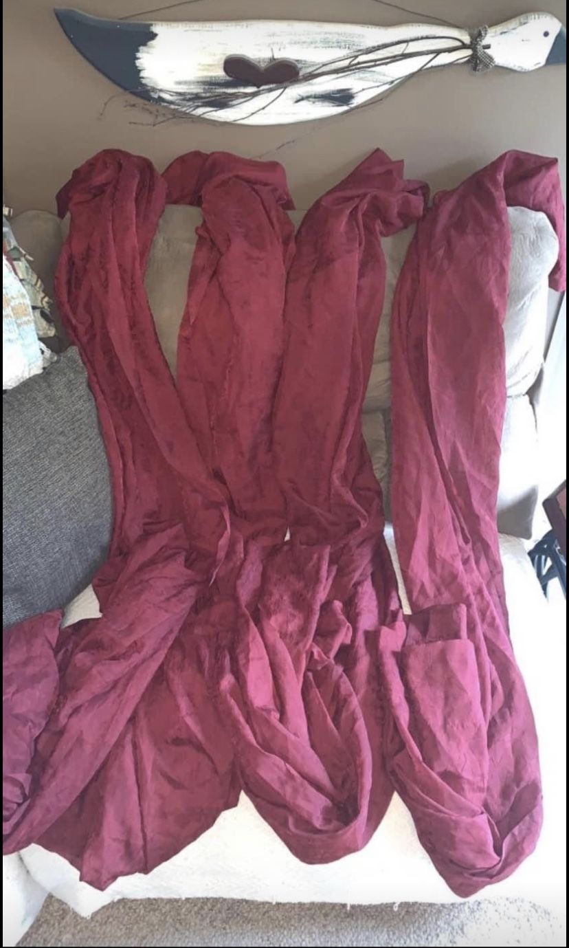 6 sheer burgundy curtain panels