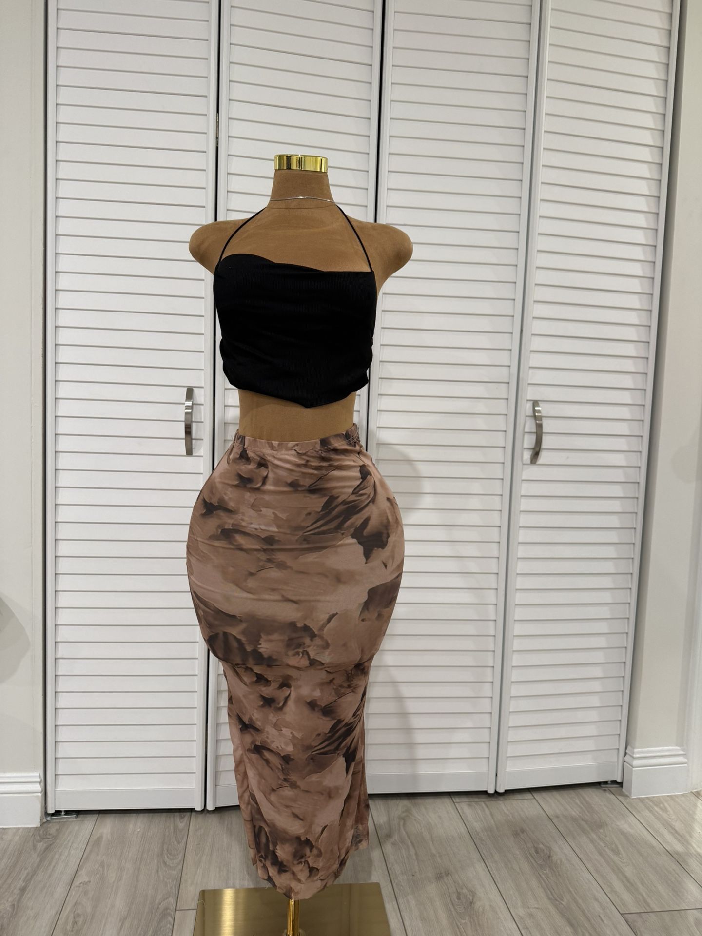 Brown Floral Maxi Skirt