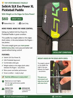 Selkirk SLK Evo Power XL Pickleball Paddle - $60