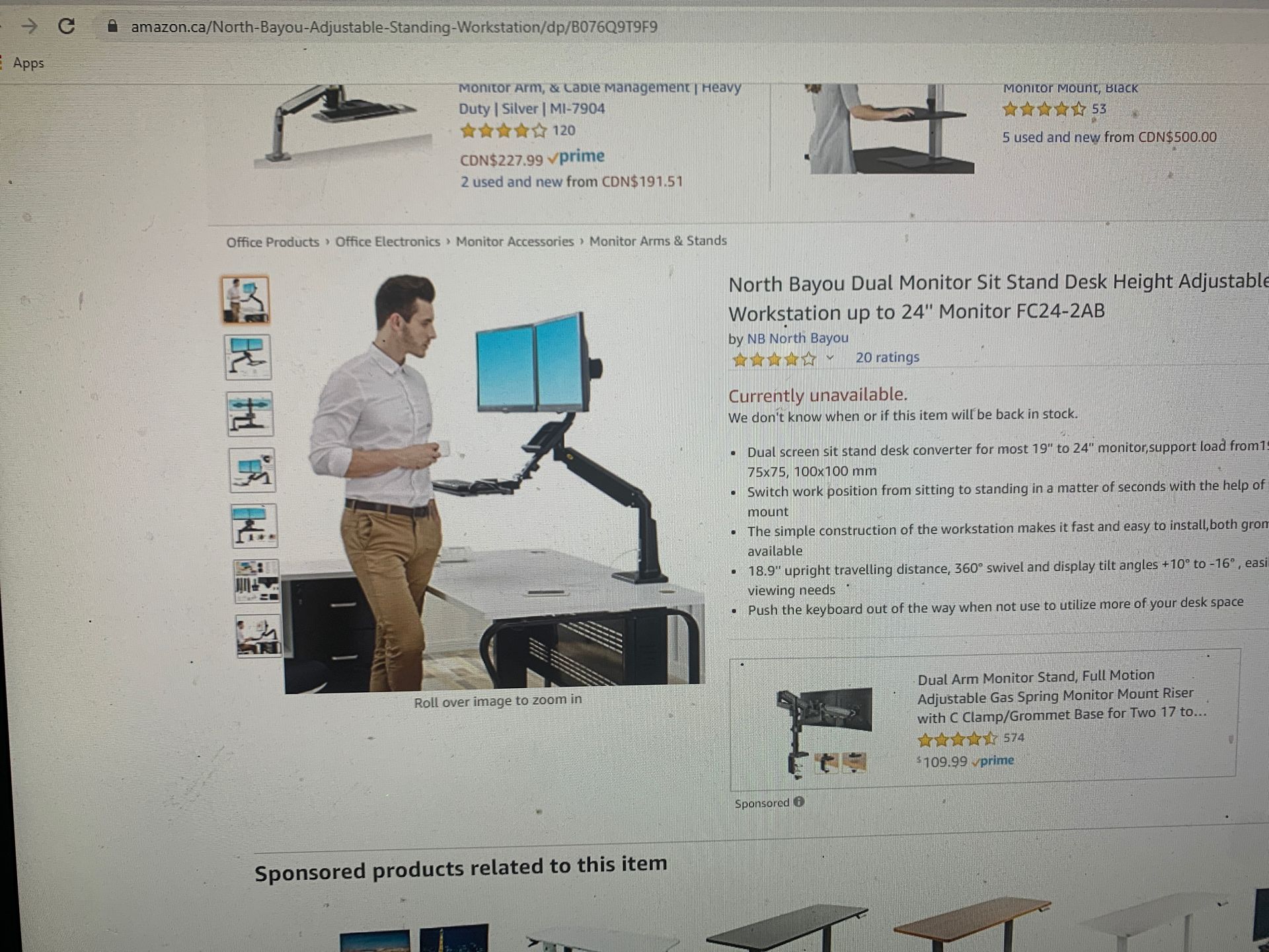 Dual monitor sit stand workstation model FC24-2AB