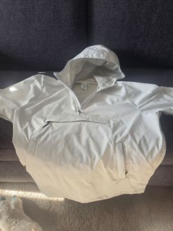 Nike Men's XL Loose Fit White Hooded Anorak Windbreaker Pullover Jacket