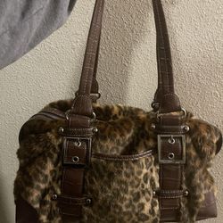 Kathy Van Zeeland Leopard Fur Purse