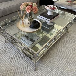 Z Gallerie Chrome & Glass Coffee Table + Matching End Table