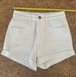 High waisted White Cuffed Denim Short Shorts Size Small