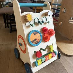 Wooden Baby Walker + Activity Center