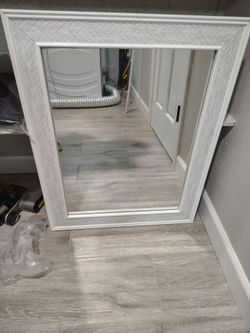 Home Decorators Collection 24" x 30" Fog-Free Framed Marble Herringbone Mirror