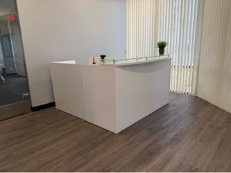 Commercial Reception Desk / Front Desk – Glass Top – Excellent Condition
