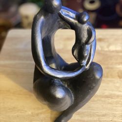 Abstract Human Figure Sculpture Modern- Mother and Child Black