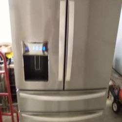 27 Cubic Stainless 4 Door French Whirlpool Refrigerator 