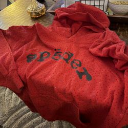 Sp5der VVS Rhinestone Hoodie Red Unisex’s medium GUC G