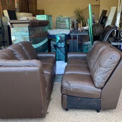Ethan Allen Leather Sofa Set
