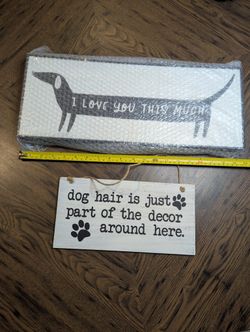 Two Wooden Dog Signs Dachshund