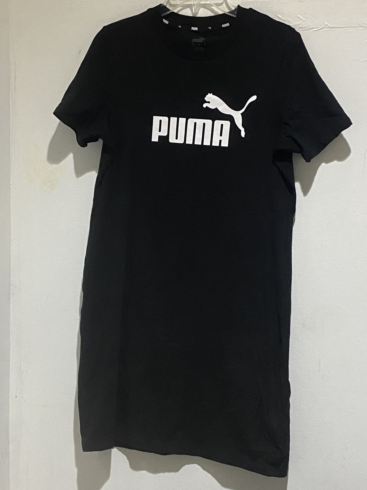 PUMA Logo Stretchy T-shirt Dress Black and White Large