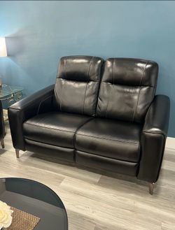 Drew & Jonathan Parkside Heights Black Leather Loveseat Rooms To Go Excellent