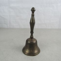 Solid Brass Vintage Handheld Dinner Bell 8 1/2" Tall


