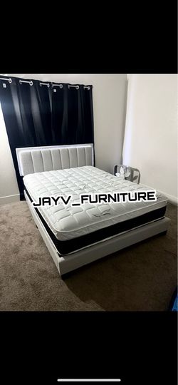 New queen bed frame with mattress