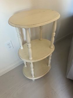 Washed white end table