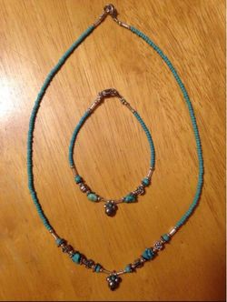 Mickey Mouse Turquoise Bead Necklace and Bracelet Set