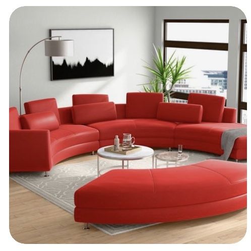 Manatuto 85” Red Genuine Leather Couch w/ Ottoman