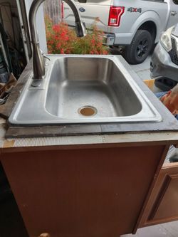 KITCHEN SINK CABINET, SINK and FAUCET