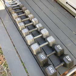 Set Of Steel Hex Dumbbells - 3 - 40