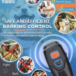 Professional Dog Barking Control Devices with Dual Sensor Safe for Human & Dogs, Rechargeable Anti Barking Device with 3 Dog Training Modes