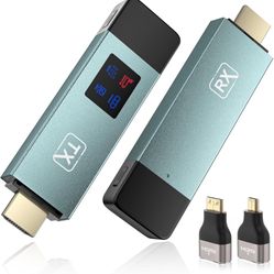Wireless Hdmi Transmitter and Receiver, Wireless HD Extender Plug & Play Portable 2.4G/5G with LED Screen Wireless Hdmi Kit for Streaming Video and Au