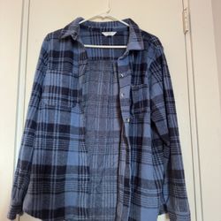 Women’s Time and Tru Navy Plaid Shirt