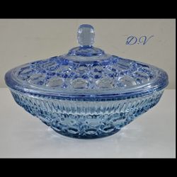 Vintage Indiana Glass Windsor Button & Cane Covered Dish