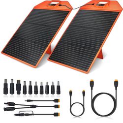 120 Watts Detachable Solar Panels for Power Station with Light Intensity Sensor&Adjustable Kickstand, Portable Solar Charger with Multiple DC/XT60/Typ