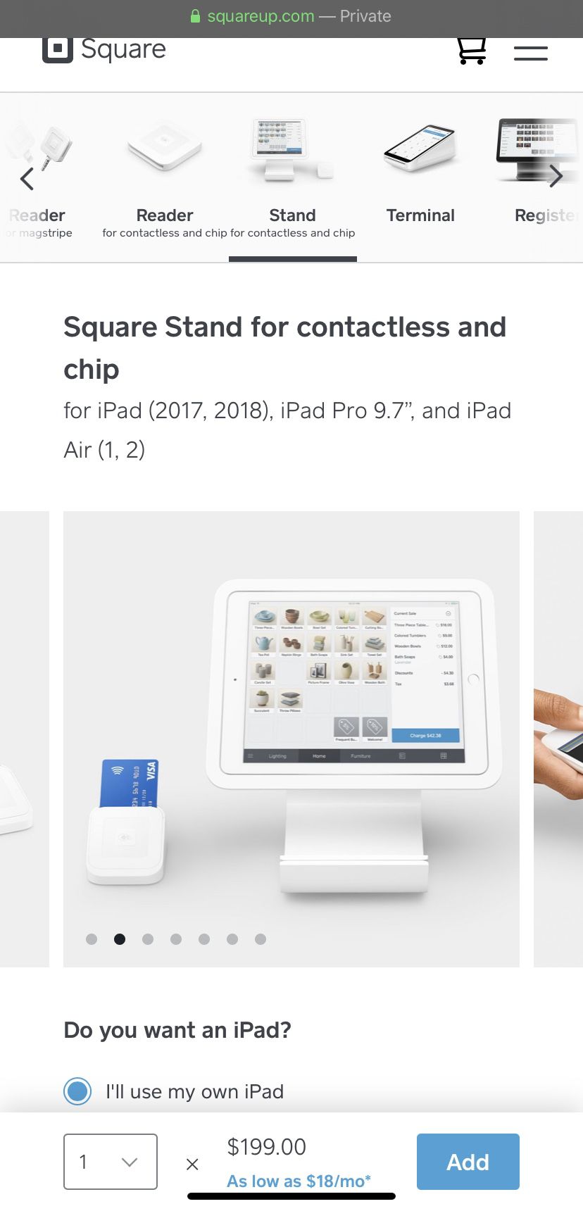 Square stand and card reader