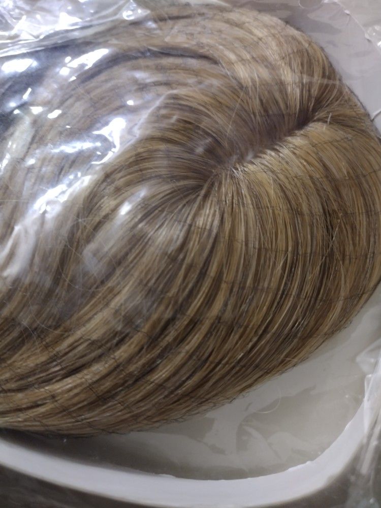 Hair Piece Human Topper, 12" Center Part w/Band